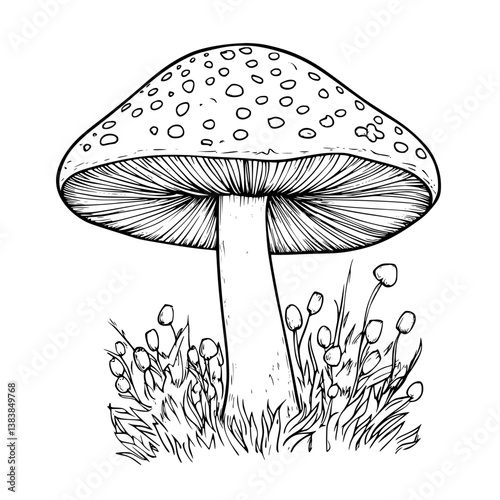 Toadstool coloring book vector art, Toadstool vector image