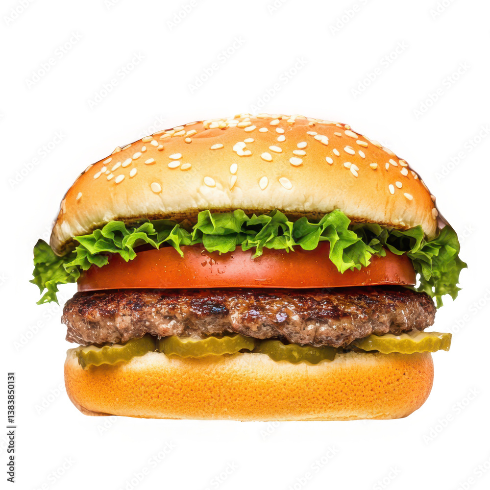 Delicious juicy burger isolated on a white background Delicious juicy burger isolated on a white background