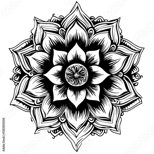 Begonia mandala vector design, Begonia vector illustration