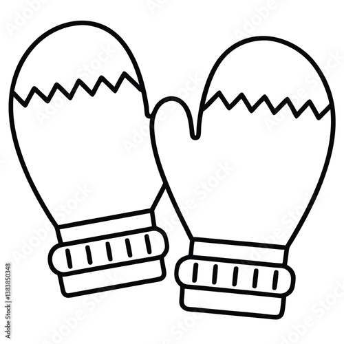 Cute Outline of a Pair of Winter Mittens