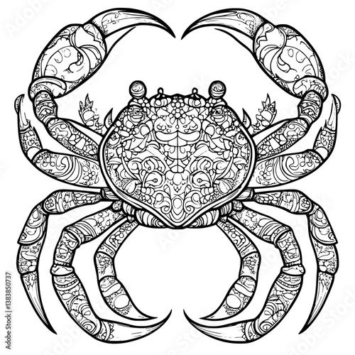 Crab coloring book vector design, Crab vector illustration