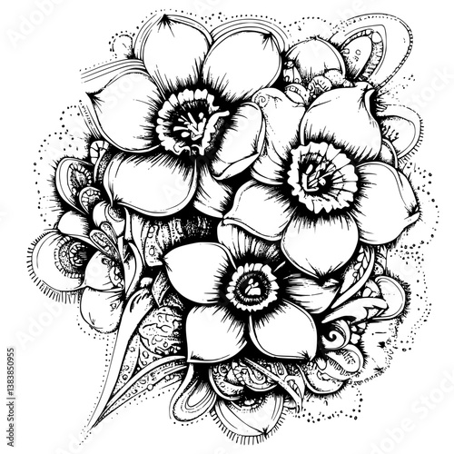 Daffodil mandala vector design, Daffodil vector illustration