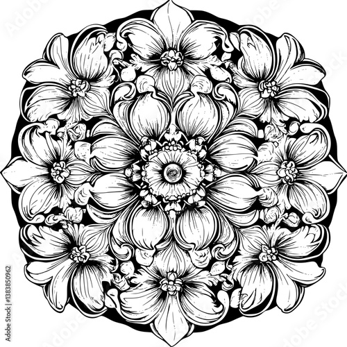 Delphinium mandala vector design, Delphinium vector illustration