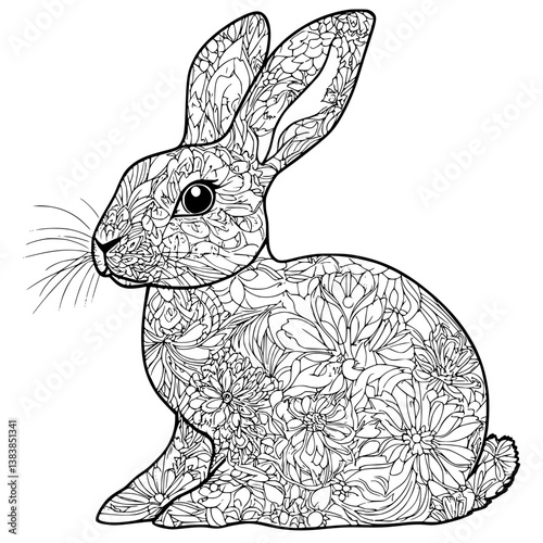 Hare coloring book vector design, Hare vector illustration
