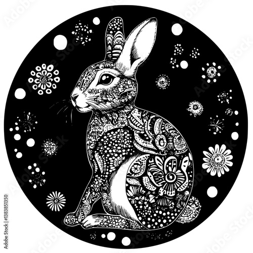 Hare mandala vector design, Hare vector illustration