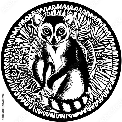 Lemur mandala vector design, Lemur vector illustration