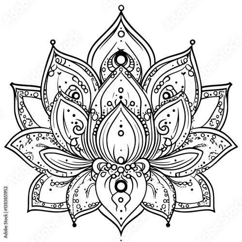 Lotus coloring book vector design, Lotus vector illustration