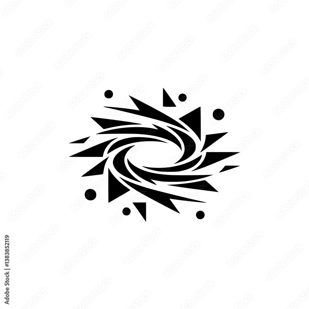 Fototapeta premium Black & White Geometric Swirl Logo, Minimalist Abstract Design