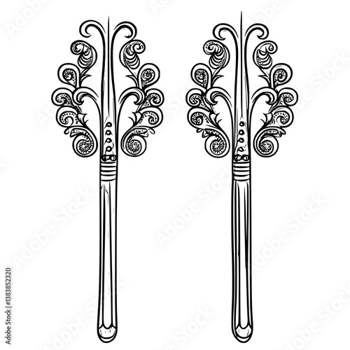 Pitchfork coloring book vector art, Pitchfork vector illustration