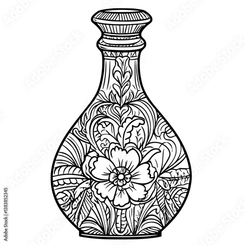 Potion bottle coloring book vector art, Potion bottle vector illustration