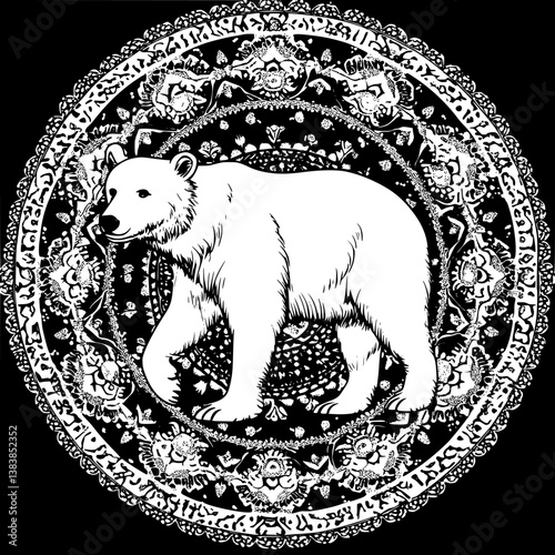 Polar Bear mandala vector design, Polar Bear vector illustration