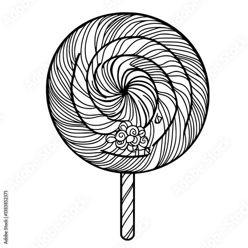 Rainbow lollipop coloring book vector art, Rainbow lollipop vector illustration
