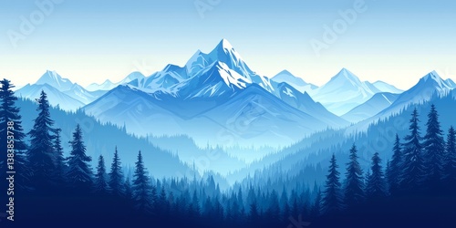 Wallpaper Mural Serene Mountain Landscape with Snow-Capped Peaks and Forests Torontodigital.ca