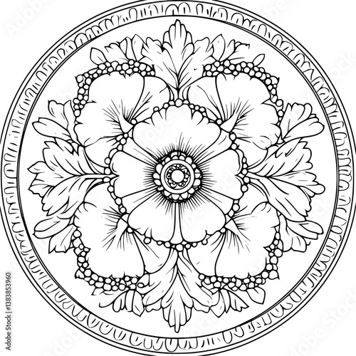 Begonia mandala vector design, Begonia illustration art