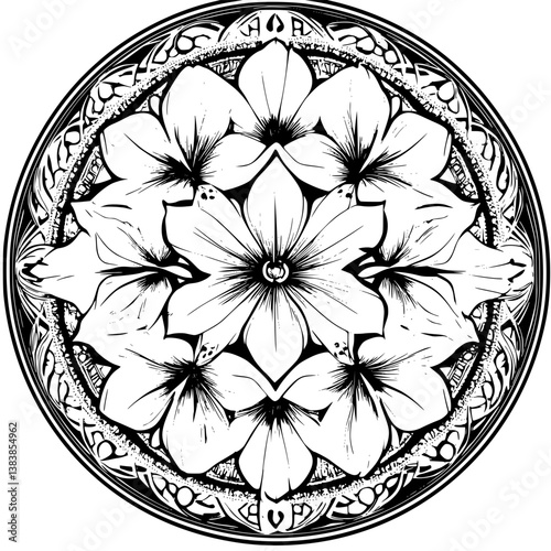 Gladiolus mandala vector design, Gladiolus illustration art