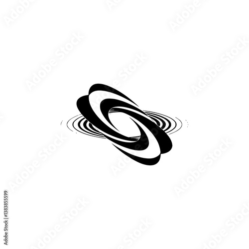 Abstract Black and White Elliptical Design on Gradient Background
