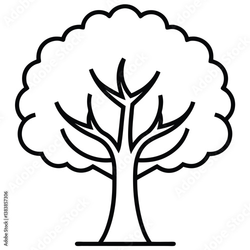 Simple black line drawing of a majestic tree.