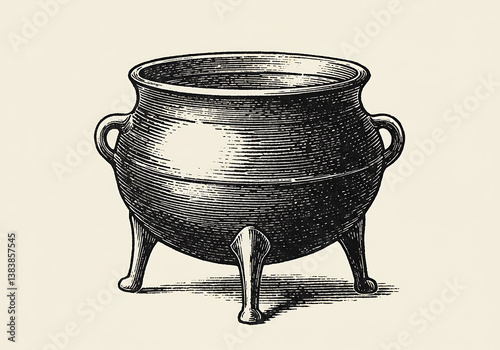 Antique cauldron illustration vintage cooking pot kitchenware image