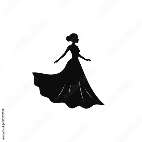 silhouette of a girl in a dress