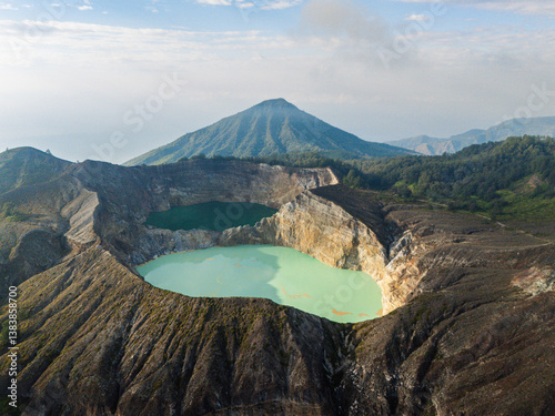 Sunrise at Kelimutu Lake, Flores Island - Aerial View 