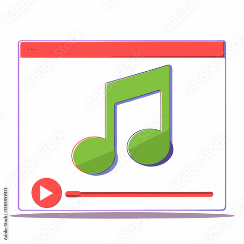 Press play on your favorite tune a vibrant green musical note displayed on a simple digital music player with a red play button and progress bar.