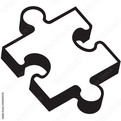 A single puzzle piece, a symbol of missing connection, searching for its place, rendered in bold black lines against a stark white background.