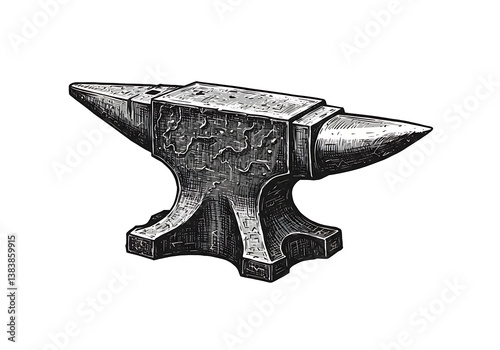 Anvil illustration blacksmithing tool vintage metalwork forging design
