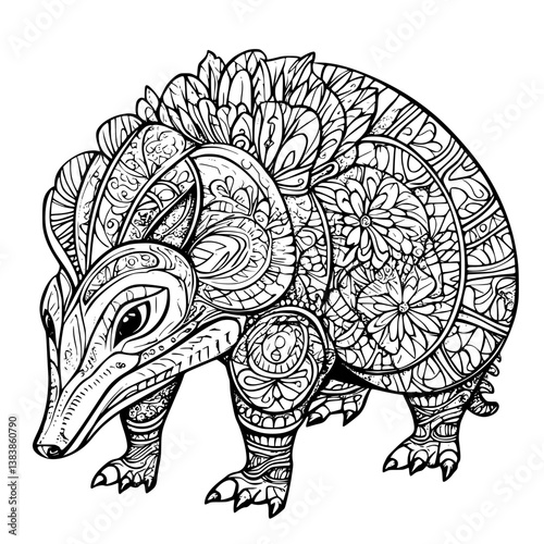 Armadillo mandala vector design, Armadillo vector graphic