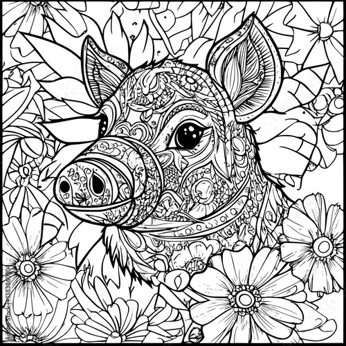 Boar coloring book vector design, Boar vector graphic