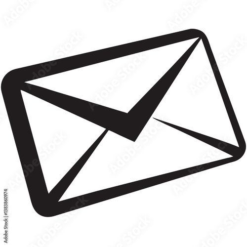A bold black envelope icon representing a message, connection, and communication, conveying a sense of urgency and importance with a minimalist design.