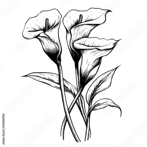 Wallpaper Mural Calla Lily coloring book vector design, Calla Lily vector graphic Torontodigital.ca