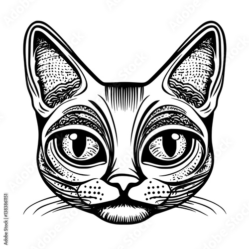 Cat face purse coloring book vector art, Cat face purse vector graphic