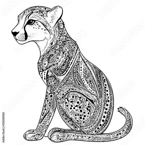 Cheetah coloring book vector design, Cheetah vector graphic
