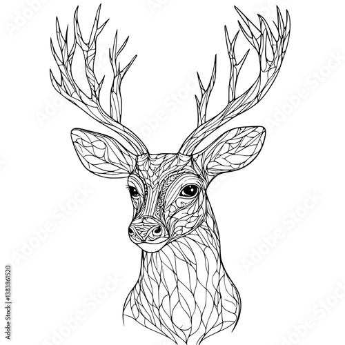 Deer coloring book vector design, Deer vector graphic