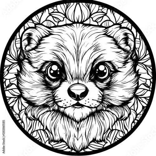 Ferret mandala vector design, Ferret vector graphic