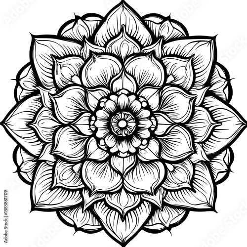 Gardenia mandala vector design, Gardenia vector graphic