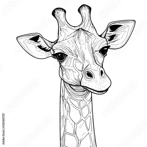 Giraffe coloring book vector design, Giraffe vector graphic