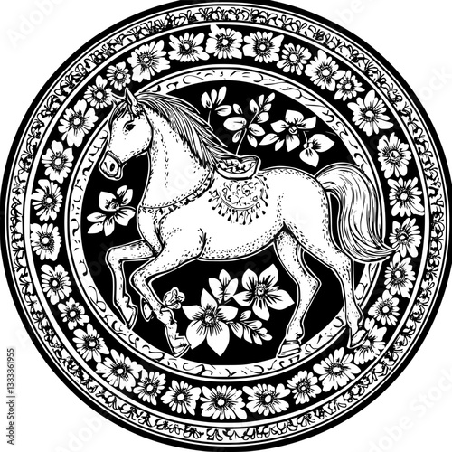 Horse mandala vector design, Horse vector graphic