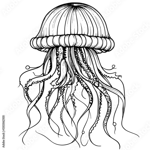 Jellyfish coloring book vector design, Jellyfish vector graphic