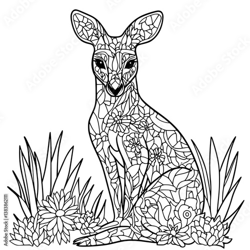 Kangaroo coloring book vector design, Kangaroo vector graphic