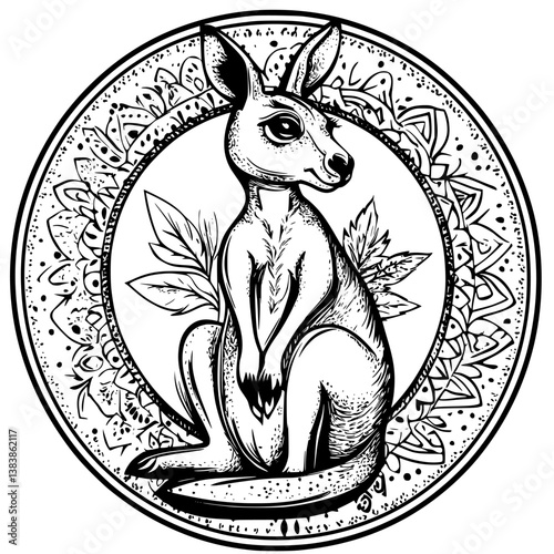 Kangaroo mandala vector design, Kangaroo vector graphic