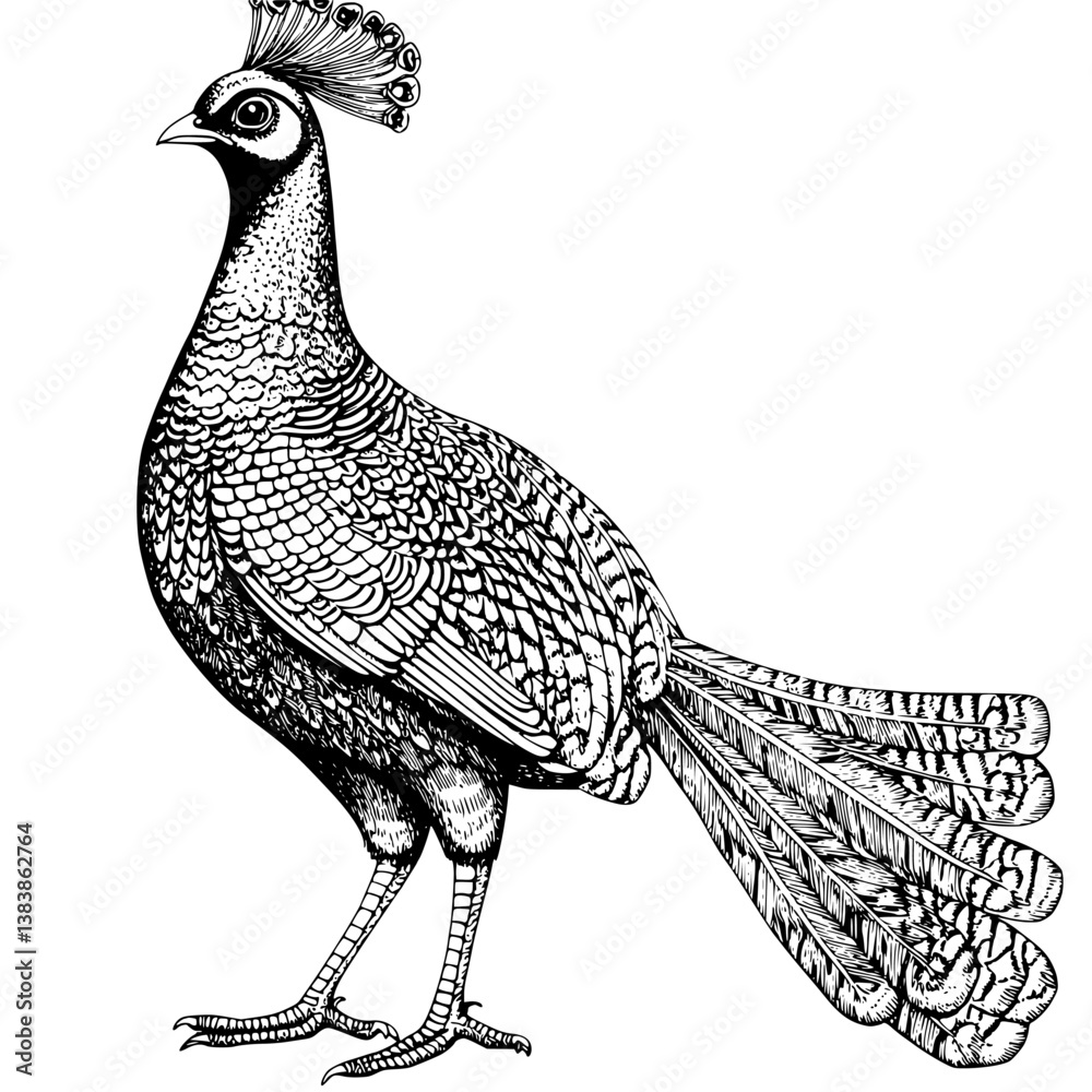 Obraz premium Pheasant coloring book vector design, Pheasant vector graphic