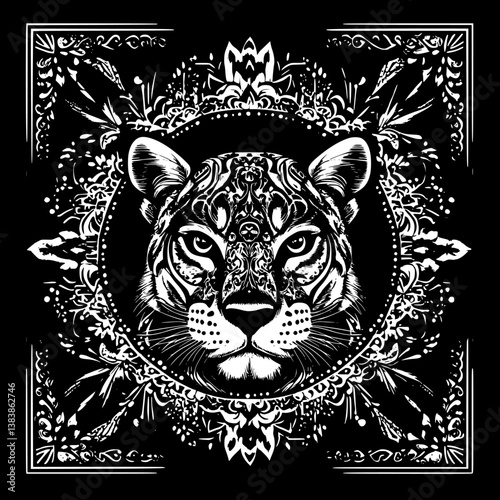 Panther mandala vector design, Panther vector graphic