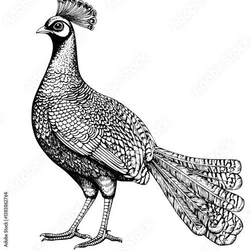 Pheasant coloring book vector design, Pheasant vector graphic
