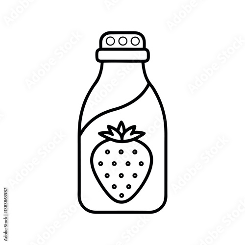 illustration of a bottle of milk and strawberry