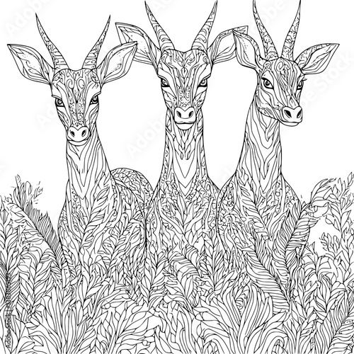 Collection of Antelopes coloring book vector designs, Antelopes vector image