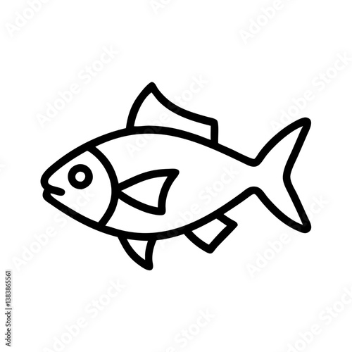 black skirt tetra fish vector icon, simple black outline line icon of black skirt tetra fish, aquarium fish vector line art icon
