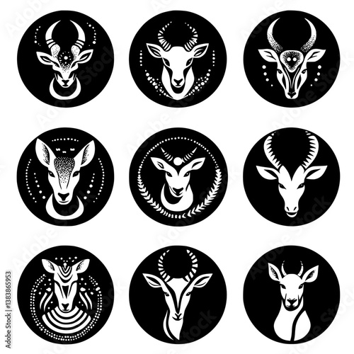 Collection of Antelopes mandala vector design, Antelopes vector image