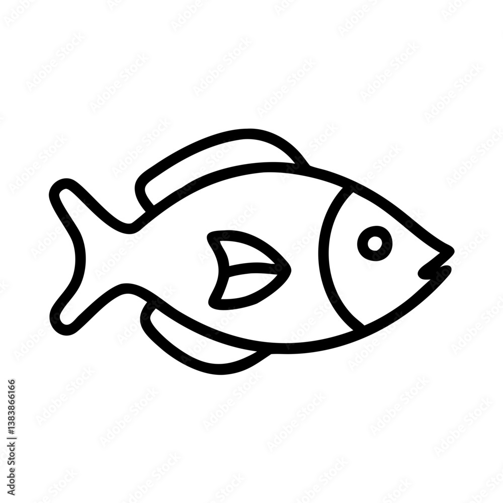 dwarf cichlid fish vector icon, simple black outline line icon of dwarf cichlid fish, aquarium fish vector line art icon dwarf cichlid fish vector icon, simple black outline line icon of dwarf cichlid fish, aquarium fish vector line art icon