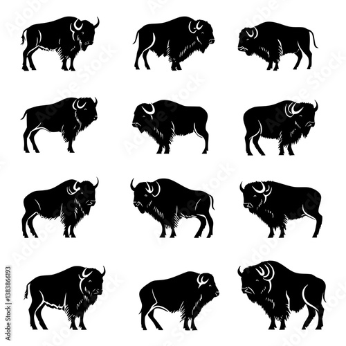 Collection of Bison vector designs, Bison vector image